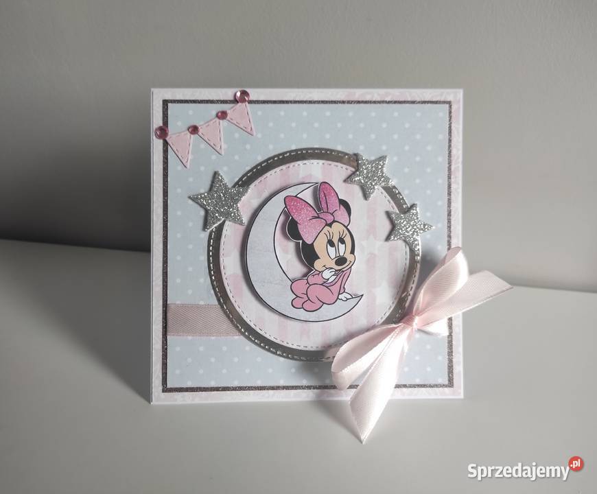 Kartka ręcznie robiona na urodziny Roczek Myszka