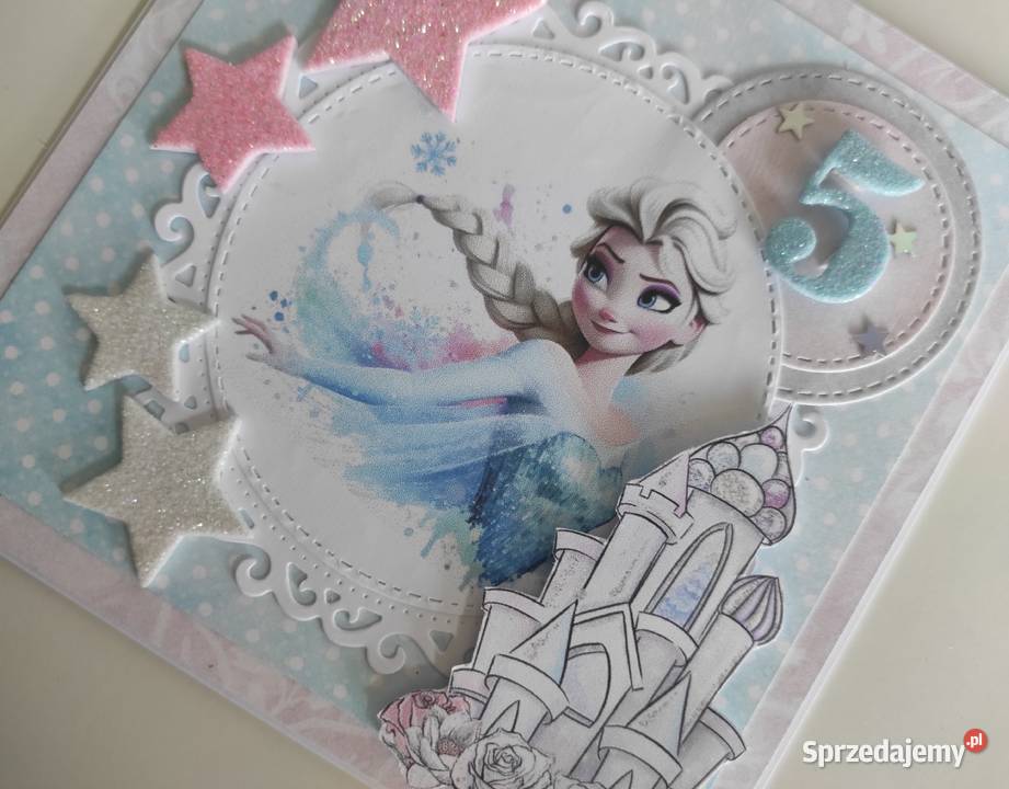 Kartka ręcznie robiona na urodziny ELSA Kraina Rękodzieło