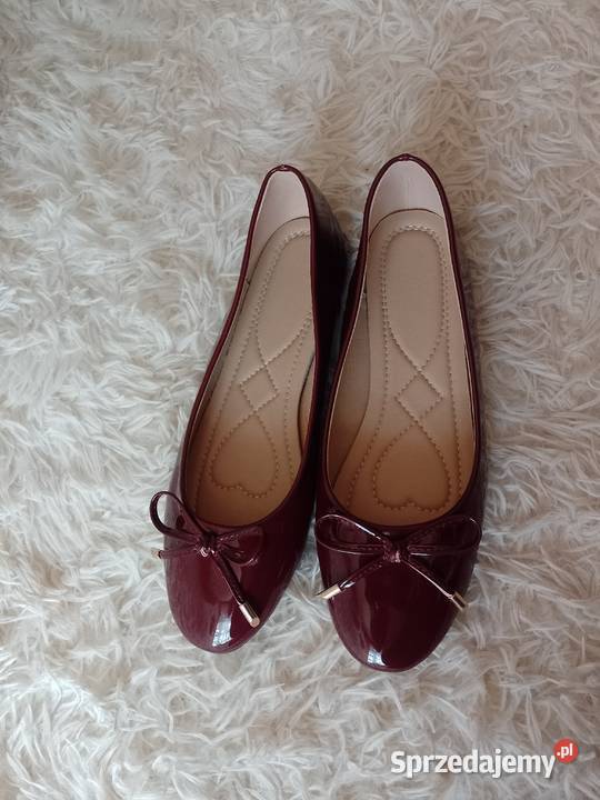 41 Bordowe baleriny wieczorowe z kokardą z 26cm Kraków
