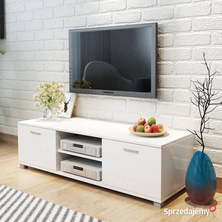 Szafka pod TV wysoki połysk biała 140x405x35 Warszawa