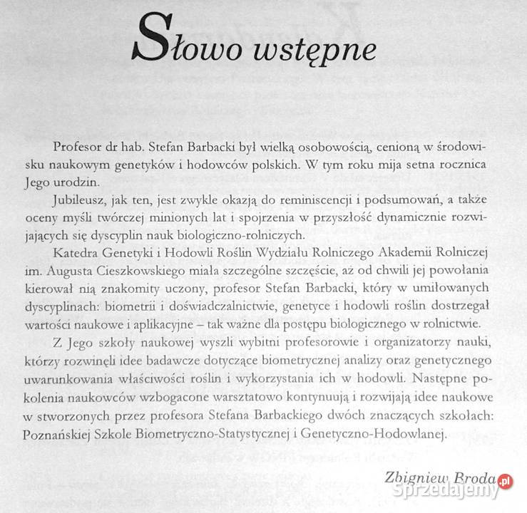 Profesor Stefan Barbacki sprzedam