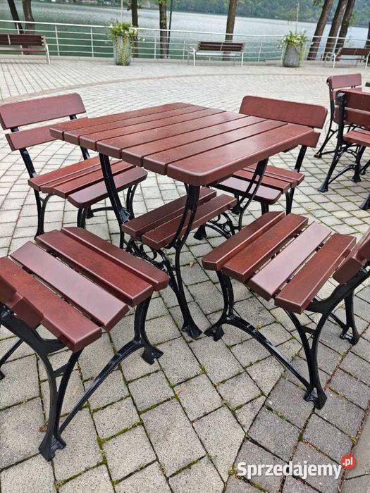 Zestaw ogrodowy żeliwny stół 75x75 4 krzesła śląskie Góra