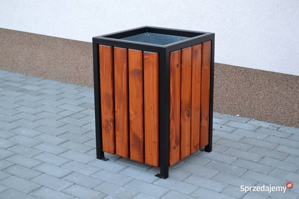 Kosz parkowy miejski na śmieci stalowy drewniany Pozostałe śląskie Kalety