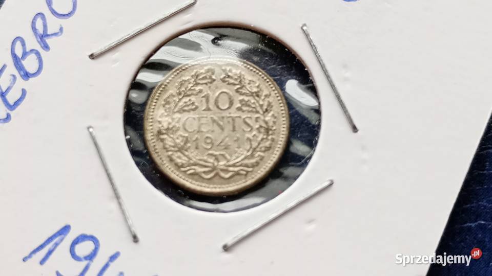Stare monety 10 cent 1941 Holandia srebro Lesko