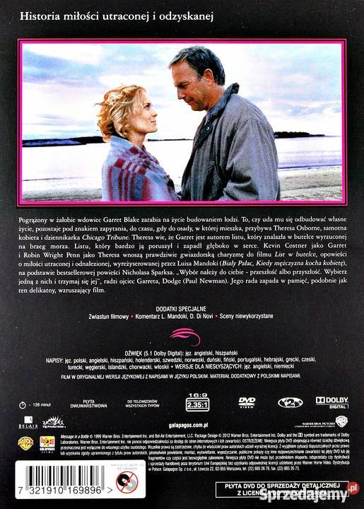 LIST W BUTELCE KEVIN COSTNER ROBIN WRIGHT PAUL Kalisz sprzedam