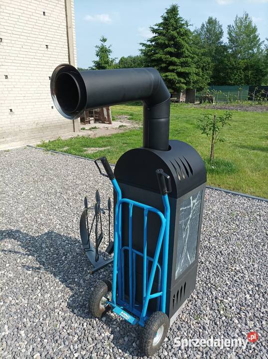 Kominek stalowo granitowy do salonu na drewno sprzedam