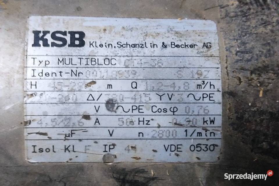 pompa KSB multibloc CT436 Nowy Tomyśl