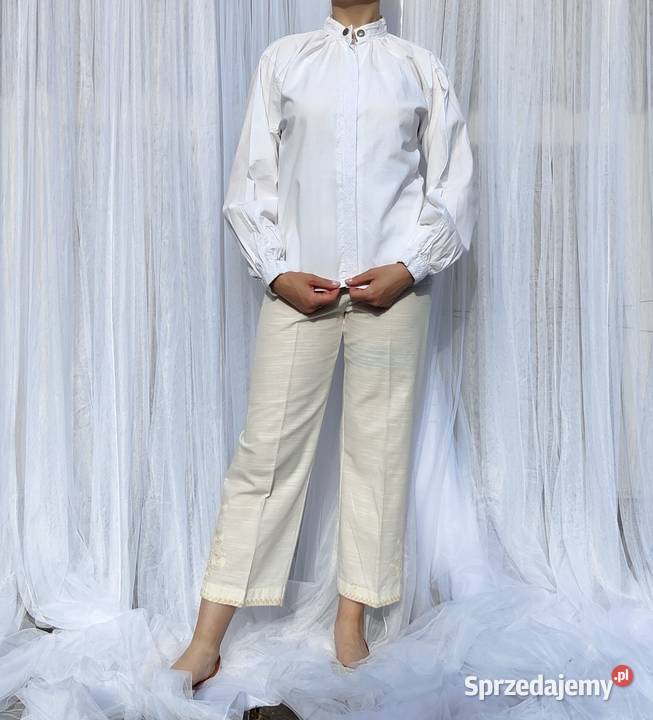 04 Biała bawełniana bluzka folk folklor S 36 Szczecin