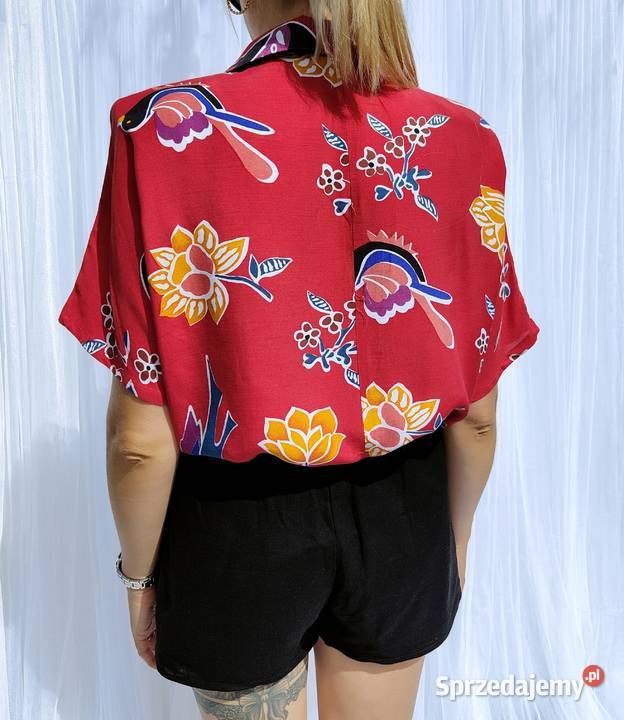 Czerwona bluzka koszula vintage S 36 M 38 retro Szczecin sprzedam