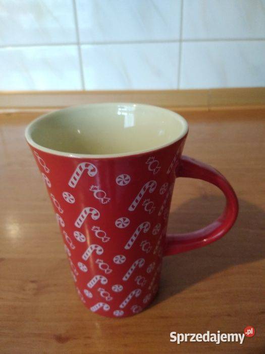 Kubek czerwony w białe słodycze wielokolorowy Grodzisk Mazowiecki sprzedam