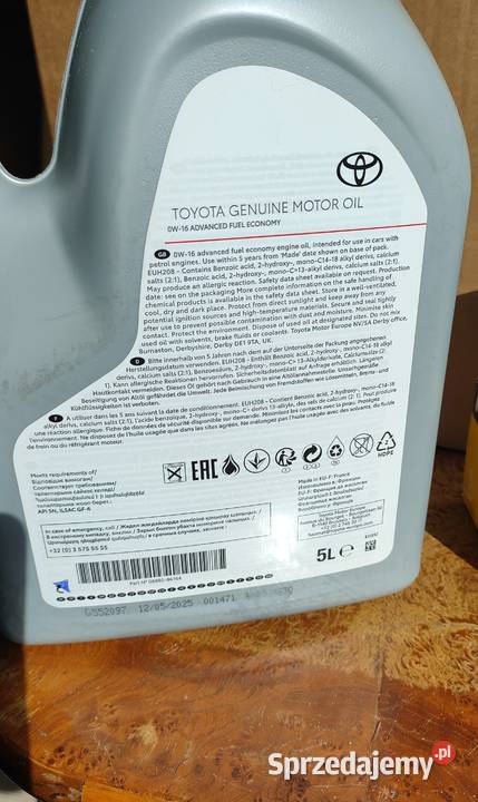 olej 0W16 5L TOYOTA ADVANCED FUEL ECONOMY filtr