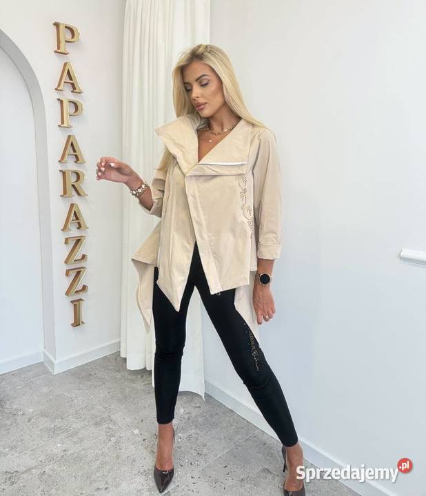 Paparazzi Fashion beżowa asymetryczna narzutka brązowy/beżowy Marynarki i żakiety