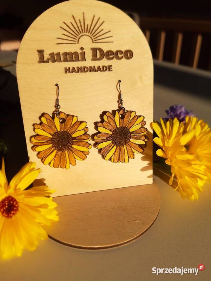 Słoneczniki drewniane kolczyki małopolskie Oświęcim