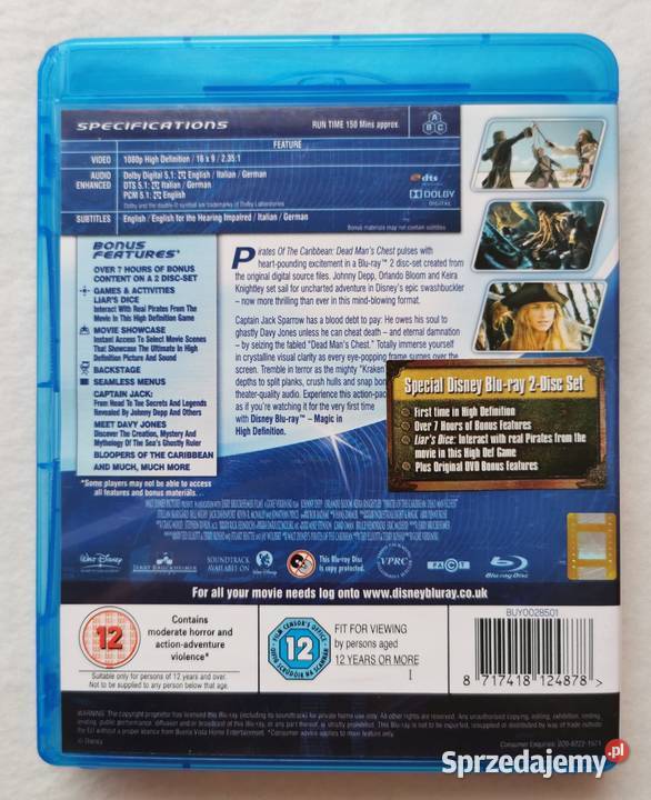 Piraci Z Karaibów Skrzynia Umarlaka 2 x Bluray Wytrzyszczki