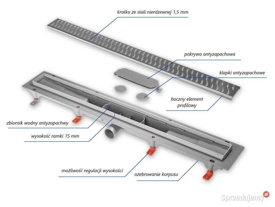 Odpływ liniowy czarny bezzapachowy 65 Super Zakopane
