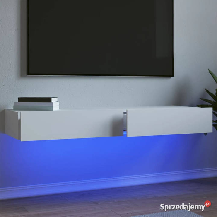 Szafki telewizyjne z LED 2 białe 60x35x155 Warszawa sprzedam