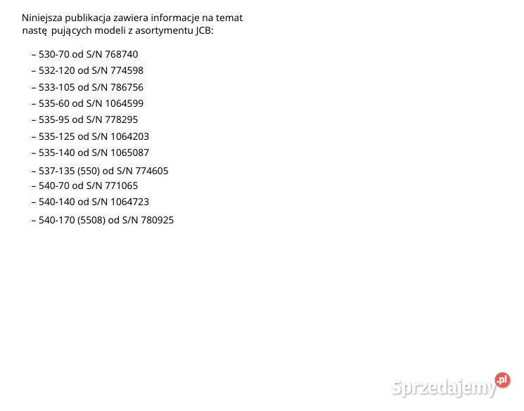 JCB 53070 532120 533105 53560 53595 instrukcja Kielce
