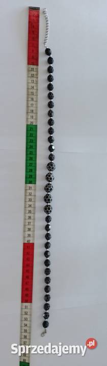 Korale FASETOWANE czarne z białymi brzegami Naszyjniki wielkopolskie Złotniki