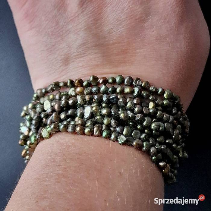 NATURALNE PERŁY SZMARAGDOWE BRANSOLETA VINTAGE Ozdoby śląskie Częstochowa