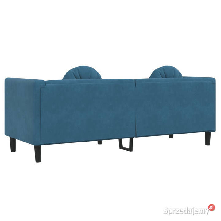 Sofa 3osobowa z poduszkami niebieska aksamit Sofy i kanapy Warszawa