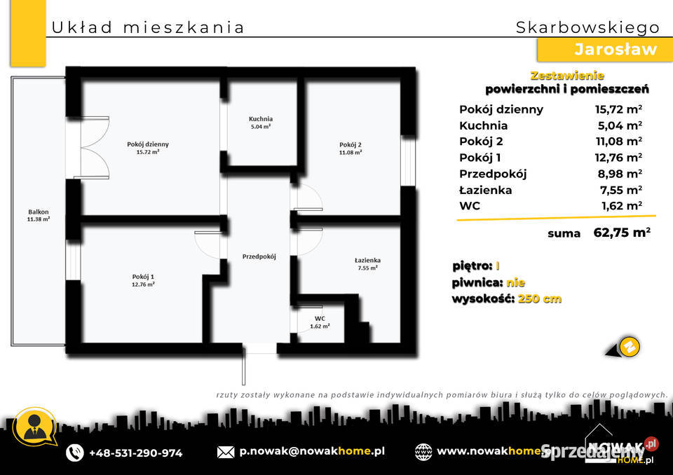 MieszkanieSkarbowskiego Jarosław 6275 m3 pokoje Sprzedaż