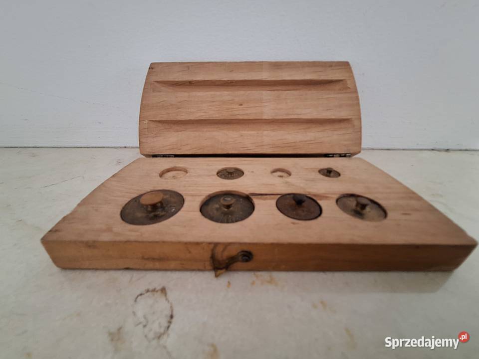 Zestaw odważników w drewnianym etui Vintage Gdańsk