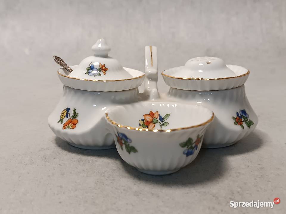 VIKTORIA Przyprawnik Pieprz i Sól Biała Porcelana i szkło Augustów