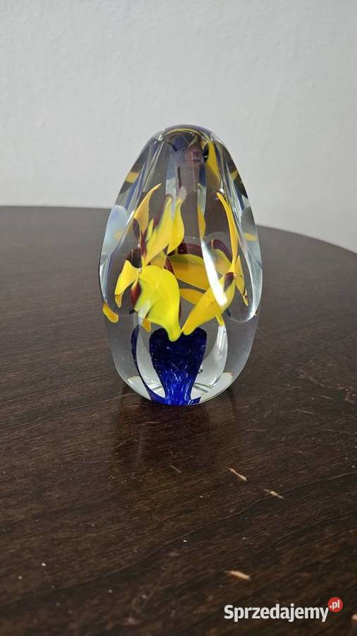 Kula Przycisk Szklany 9 x Szlif 3 Kwiaty Krosno