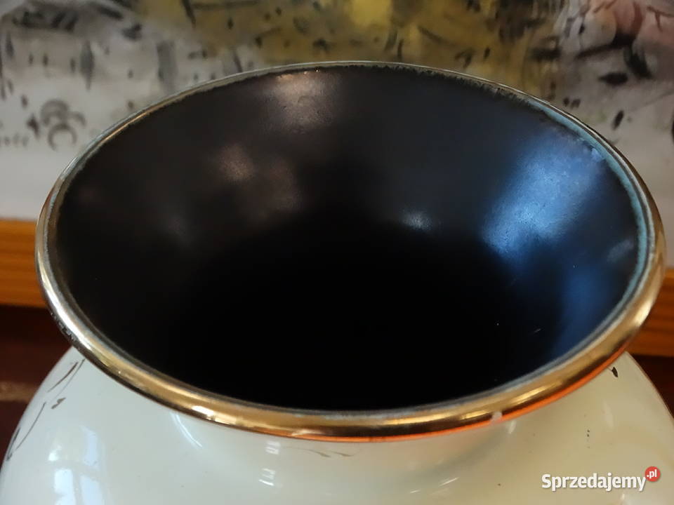 Elegancki wazon ceramiczny vintage retro motyw lubelskie