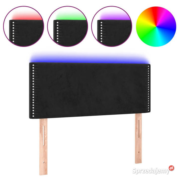 Zagłówek do łóżka z LED czarny 80x5x7888 aksamit mazowieckie Warszawa