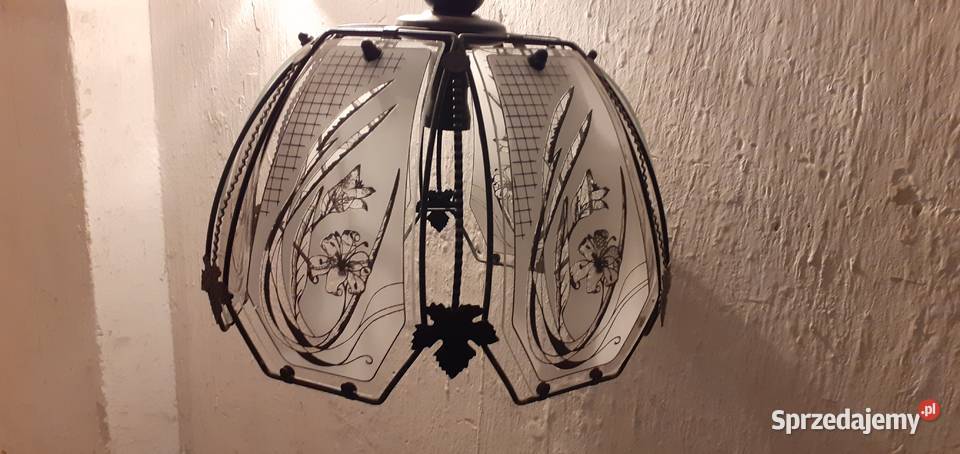 Żyrandol stary melalowo szklany z lat 80 tych śląskie