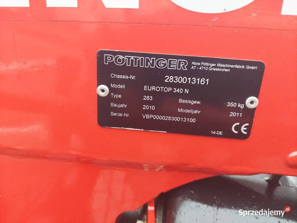 Zgrabiarka zagrabiarka POTTINGER euro top 340n wielkopolskie Rusko