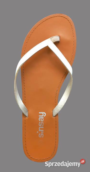 Damskie japonki brązowo biały Sinsay 40 Sandały i klapki Chrzanów sprzedam