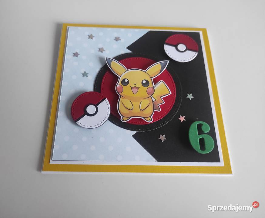 Kartka urodzinowa ręcznie robiona Pokemon Łódź sprzedam