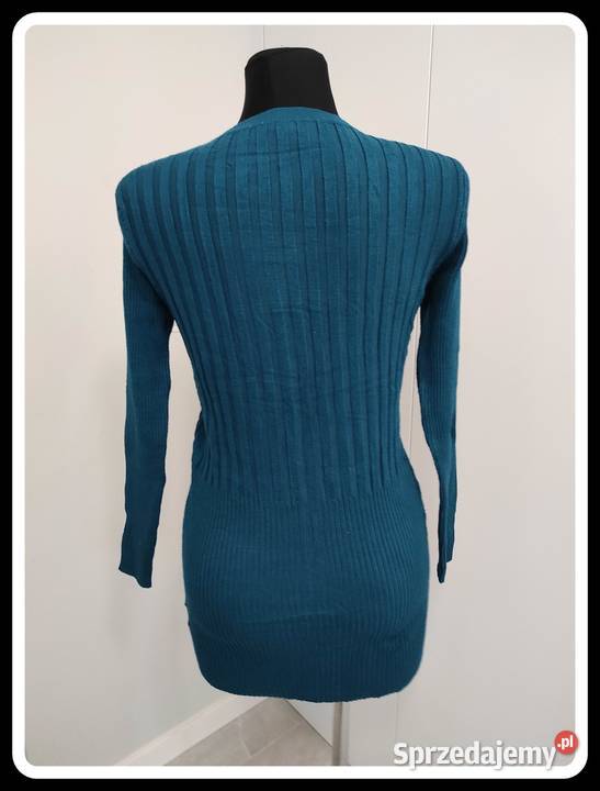 Dopasowany sweter kardigan 50 KASZMIR 36 S 38 M zielony Płock