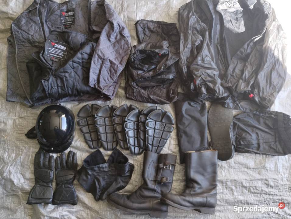 Odzież pdeszczowa kask rękawice buty