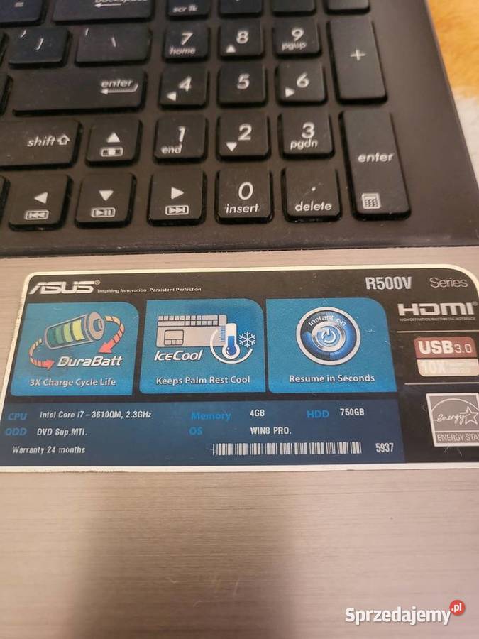 Laptop Asus Intel I7 karta Geforce zachodniopomorskie Kołobrzeg
