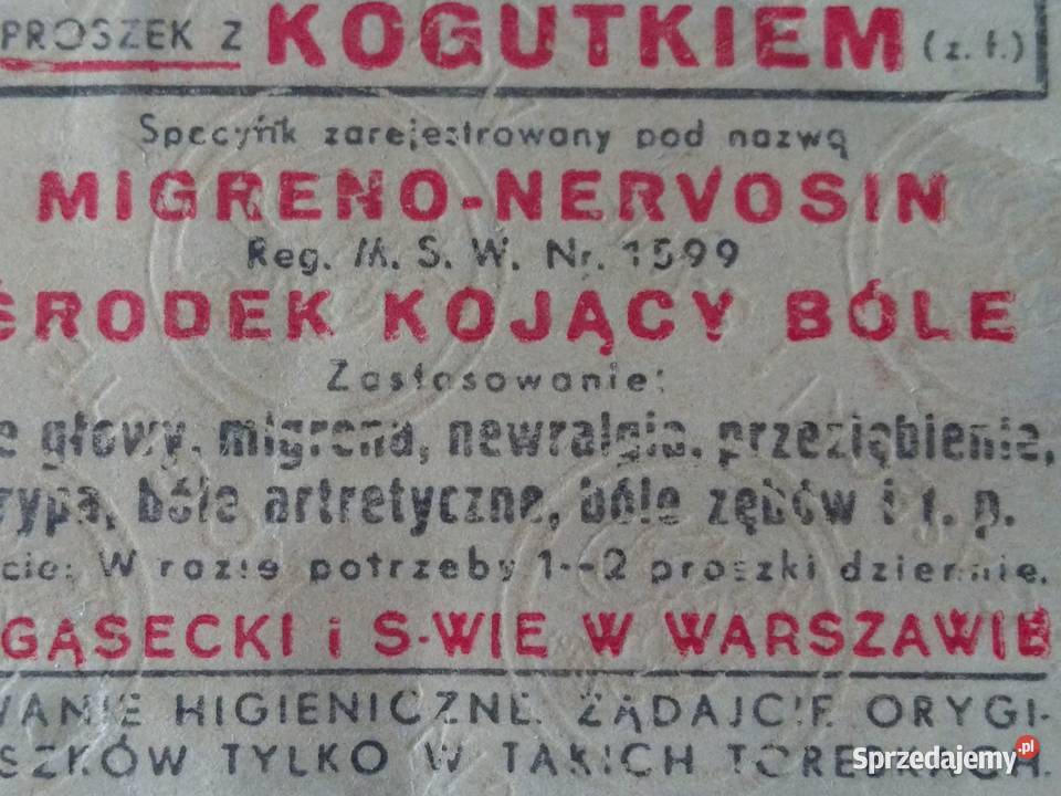 Proszek z kogutkiem MigrenoNervosin A Gąsecki Warszawa
