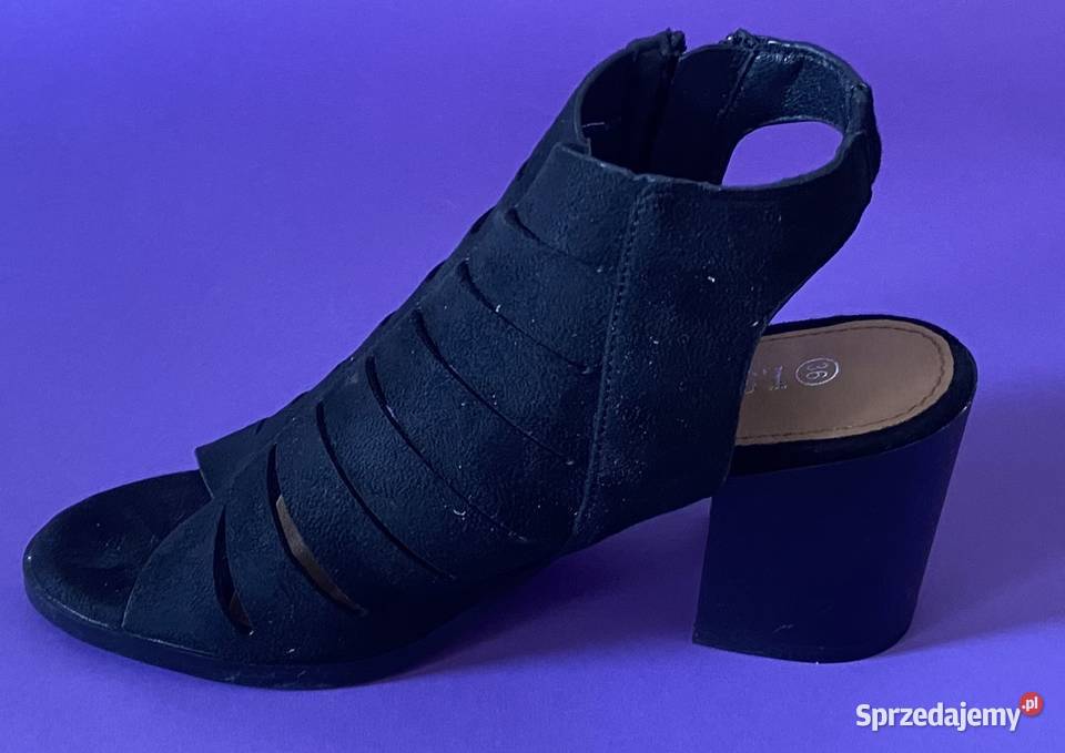 Czarne damskie sandały na obcasie rozmiar 36 23.5cm Żyrardów
