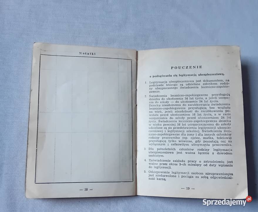 Legitymacja ubezpieczeniowa członków rodziny Koźminek sprzedam
