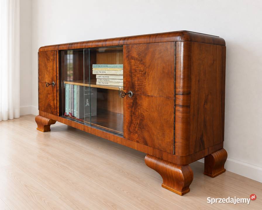 Biblioteczka Witrynka Komoda Art Deco orzech Poznań