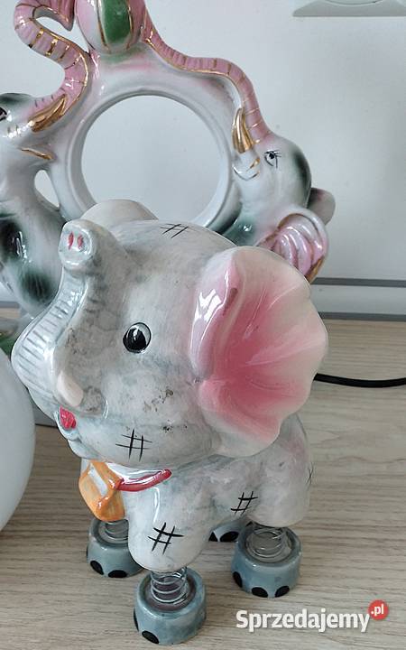 lampka ceramiczna słonie małopolskie Bukowno