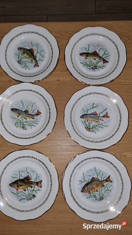 Talerze Płaskie Ryby Porcelana Francuska Ceramika i szkło Wola Podłężna sprzedam