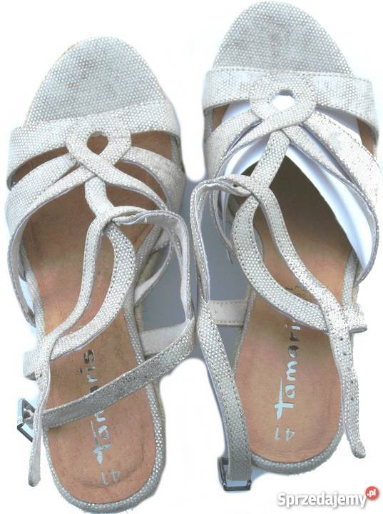 TAMARIS Sandały na koturnie Cynara nowe 41 tkanina Rybnik
