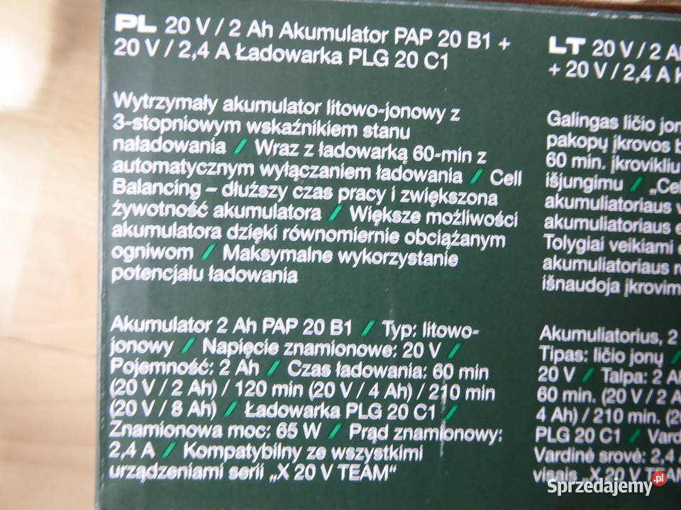 Nieużywany zestaw akumulatora 2AH i ładowarki Olsztyn