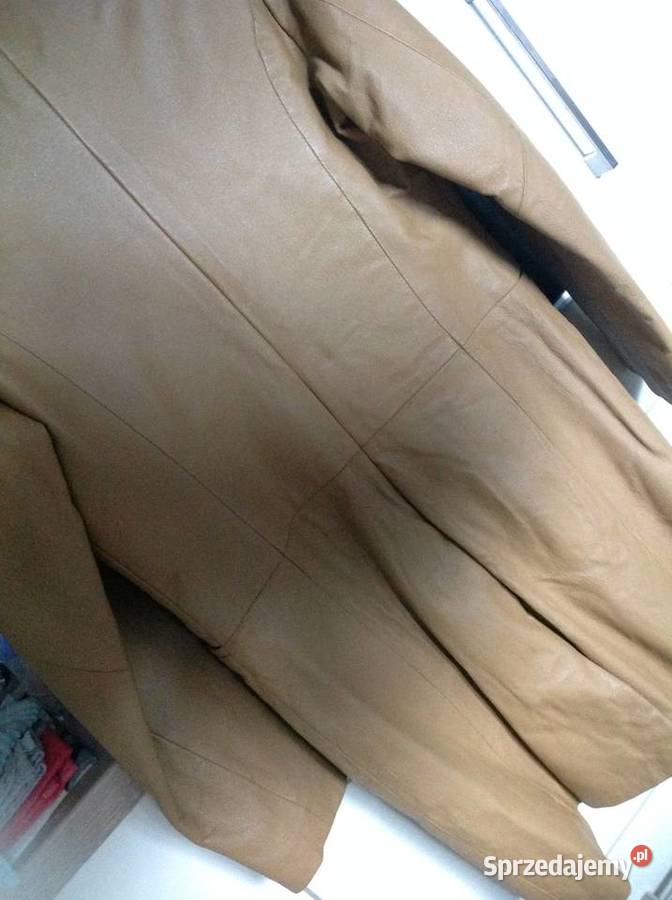 Płaszcz Skórzany Damski S Musztardowy skóra Nowa Sól