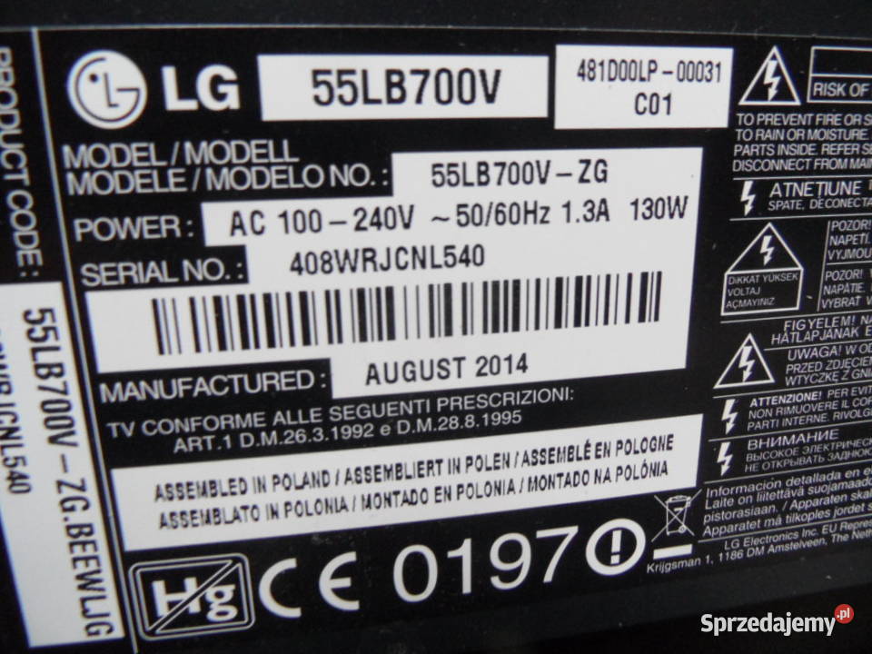 plyta glowna telewizora lg 55LB700V EAX65384005 świętokrzyskie Kielce