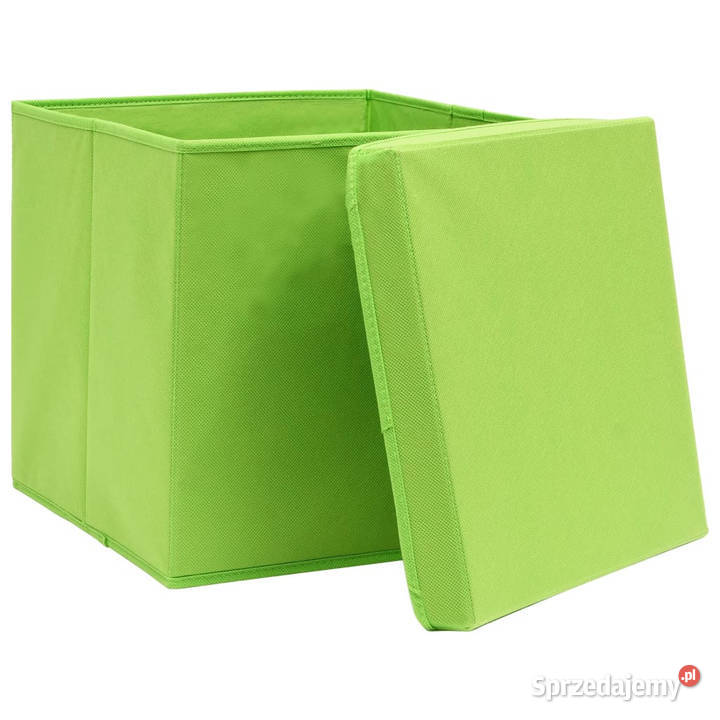 Pudełka z pokrywami 4 zielone 32x32x32 tkanina Warszawa