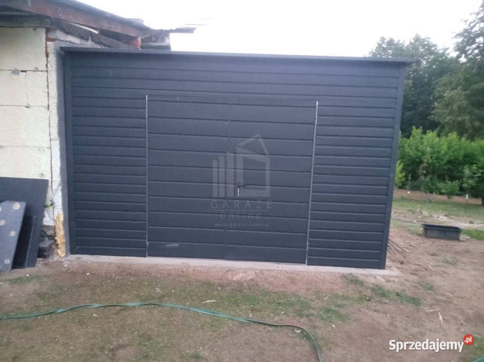 Garaż blaszany 4x5m brama dwuskrzydłowa 2x okno blacha Lidzbark Warmiński