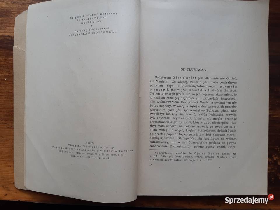 Honor de Balzac Ojciec Goriot 1949 miękka Poznań